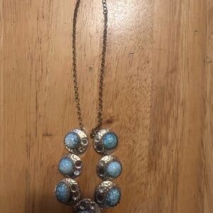 Blue and Silver Larimar Beaded Necklace with Symmetrical Design